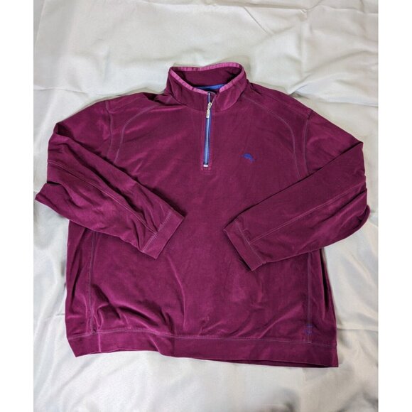 Tommy Bahama Sweater Purple Velvet 1/4 Zip Knit Stretch Relaxed Mens Size XXL - Picture 1 of 9